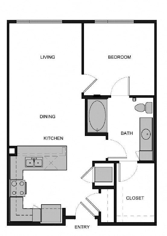 A1 One Bedroom Floorplan Image